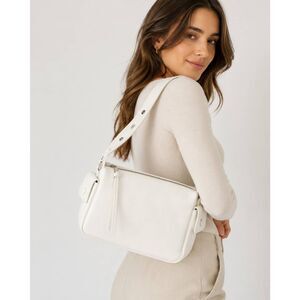 White Faux Leather Convertible Shoulder Bag Purse Adjustable Strap Crossbody NWT